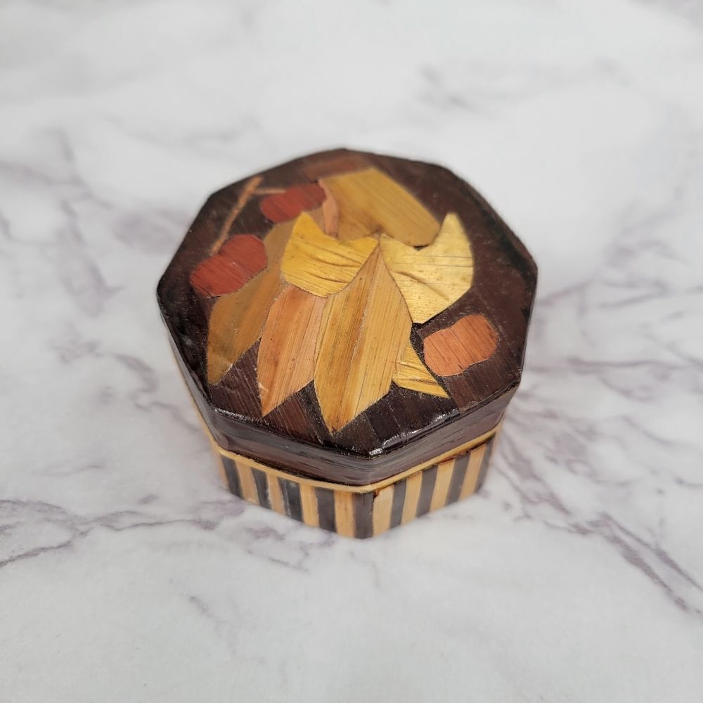 Bamboo Tropical Octagon Trinket Jewelry Box